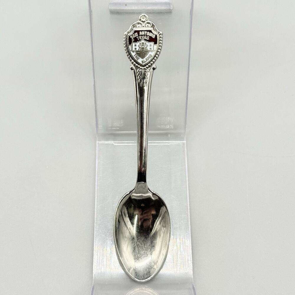 San Antonio Texas Fort Alamo USA Silver Vintage Mini Souvenir Spoon 4.5"
